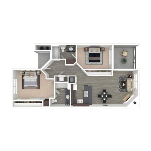 2-2CU 3D Floor plan Image