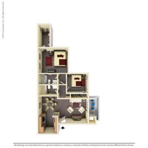 2x2C2 3D Floor plan Image