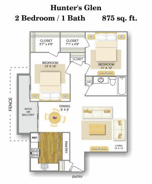 Floor Plan 3 | Apartments For Rent In San Antonio | Hunter\'s Glen Apartments