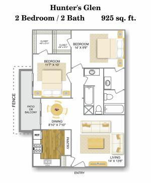 Floor Plan 5 | Apartments Near Medical Center San Antonio Tx | Hunter\'s Glen Apartments