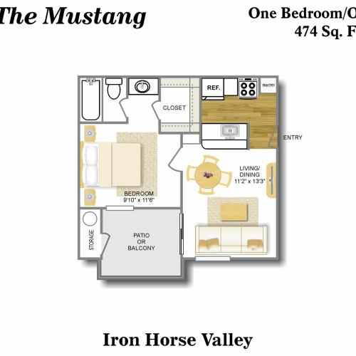 Floor Plan 1 | Apartments In San Antonio | Iron Horse Valley Apartments