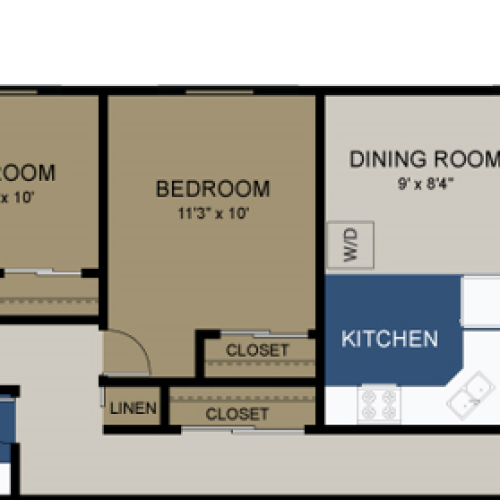 3 Bedroom / 1 Bath Floor Plan