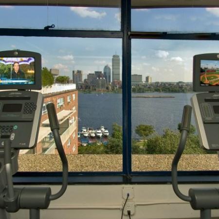 Apartments near MIT with fitness center overlooking Boston
