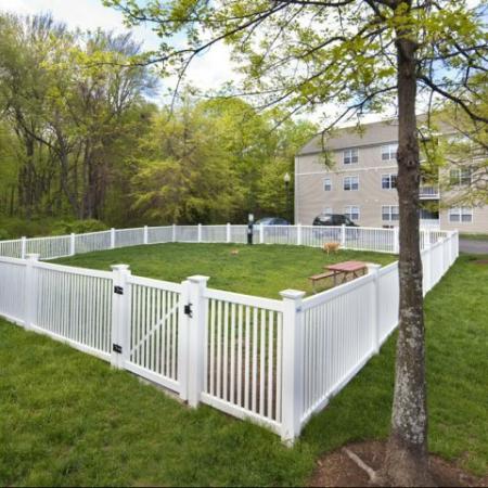 Hang out with your furry friend at the dog park of our West Warwick apartments for rent at Greenwich Place