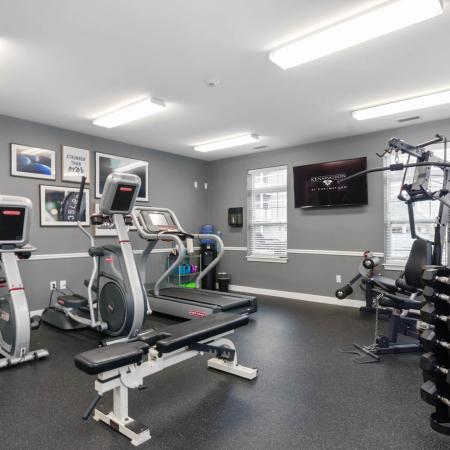Fitness center at Kensington apartments in Chelmsford MA