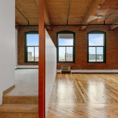 Original Hardwood Floors, Exposed  and BeamBrick  | Apartments for Rent in Springfield MA | Stockbridge Court