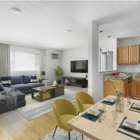 Kitchen and Living Room | Waltham Overlook Apartments