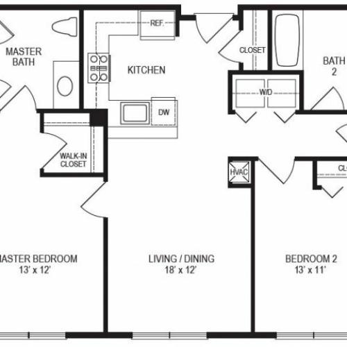 2 Bedroom Floor Plan | Rumney Flats
