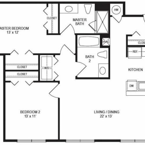 2 Bedroom Floor Plan | Rumney Flats 2