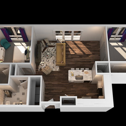 AD 1 Bedroom Floor Plan | Towson Luxury Apartments | The Southerly