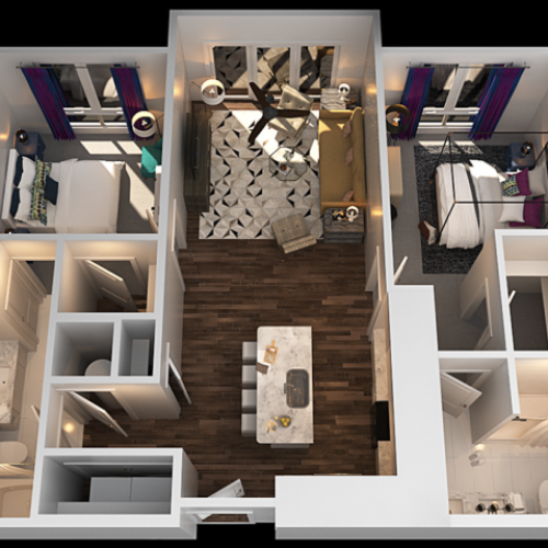 B 2 Bedroom Floor Plan | Luxury Apartments In Towson MD | The Southerly
