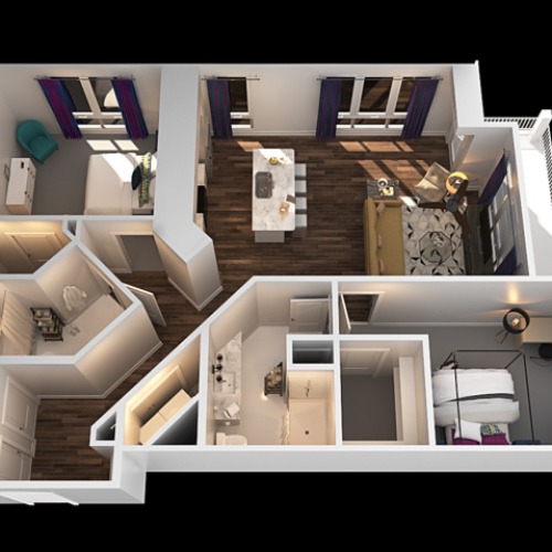 I 2 Bedroom Floor Plan | Luxury Apartments In Towson MD | The Southerly