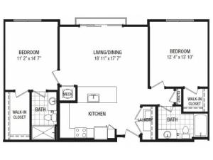 E 2 Bedroom Floor Plan | Luxury Apartments In Towson MD | The Southerly