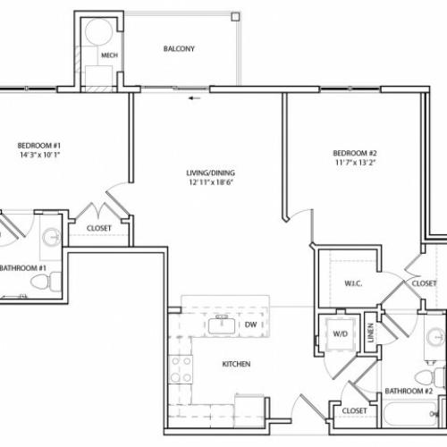 Floor Plan 11 | Luxury Apartments In Baltimore, MD | Overlook at Franklin Square