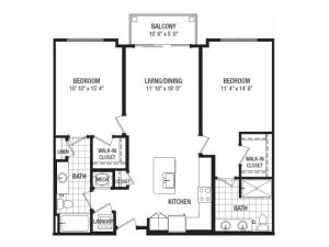D 2 Bedroom Floor Plan | Luxury Apartments In Towson MD | The Southerly