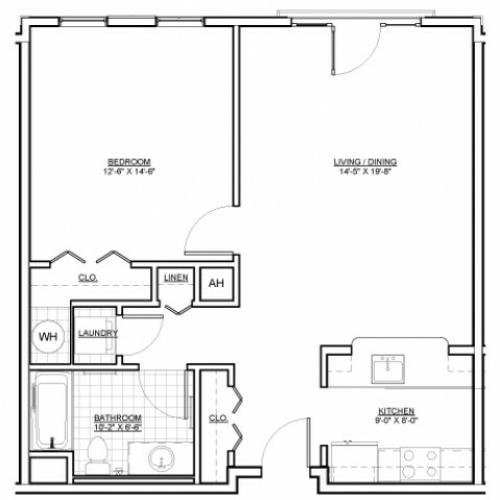 Floor Plan 1 | Apartments Everett MA | Wellington Parkside