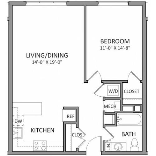 1 Bdrm Floor Plan | Luxury Apartments in Beverly MA | The Flats at 131