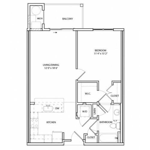 Floor Plan 2 | One, Two,  Three Bedroom Apartments in Baltimore | Overlook at Franklin Square