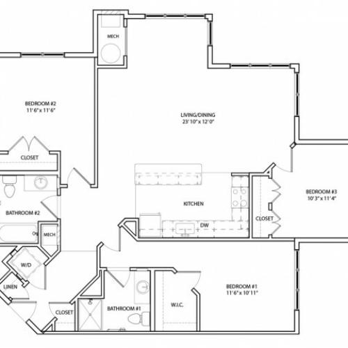 Floor Plan 21 | Luxury Apartments In Baltimore, MD | Overlook at Franklin Square