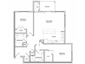Floor Plan 13 | Luxury Baltimore Apartments | Overlook at Franklin Square