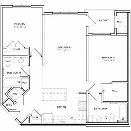 Floor Plan 14 | Apartments For Rent In Baltimore MD | Overlook at Franklin Square
