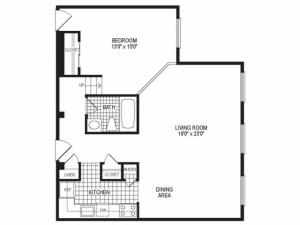 A1C - 1 Bedroom Floor Plan | Apartments in Springfield MA | Stockbridge Court