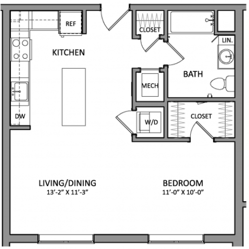 Floor Plan 1 | Beverly MA Apartments | Link 480
