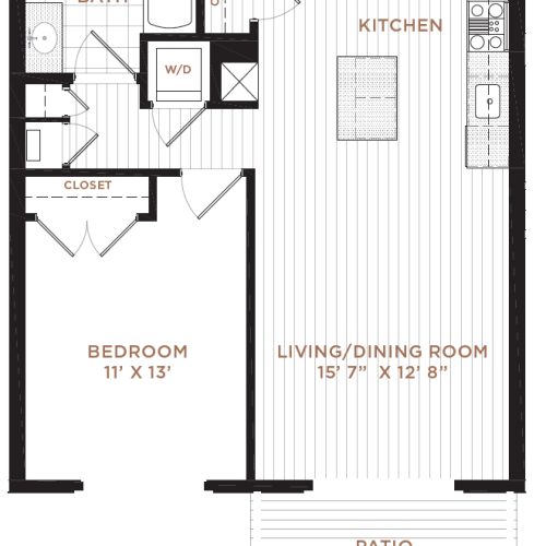 1 Bedroom Floor Plan | Derry NH Apartments | Corsa