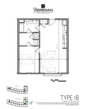 1 Bdrm Floor Plan | 1 Bedroom Apartments In Portsmouth NH | Veridian Residences