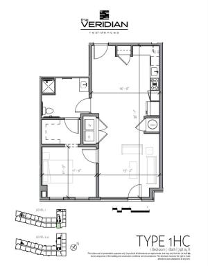 Floor Plan 2 | 1 Bedroom Apartments In Portsmouth NH | Veridian Residences