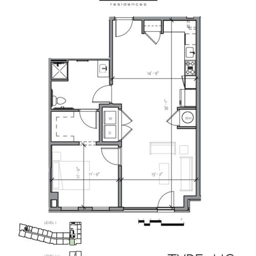 Floor Plan 2 | 1 Bedroom Apartments In Portsmouth NH | Veridian Residences