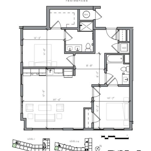 Floor Plan 7 | 1 Bedroom Apartments In Portsmouth NH | Veridian Residences