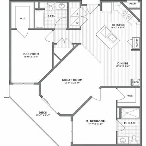 2 Bedroom Floor Plan | Weymouth MA Apartments For Rent | The Gradient