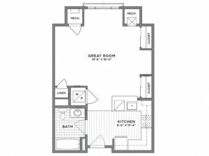 Studio Floor Plan | Weymouth MA Apartments For Rent | The Gradient