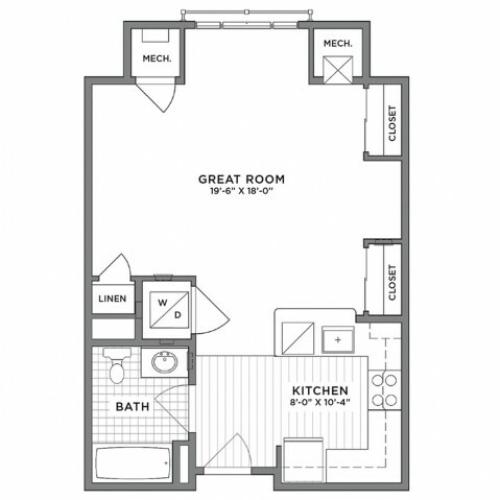 Studio Floor Plan | Weymouth MA Apartments For Rent | The Gradient
