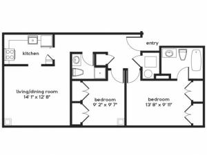 2 Bedroom Floor Plan | Apartments For Rent Millbury MA
