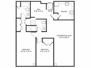2 Bedroom Floor Plan | Apartments For Rent In Millbury MA