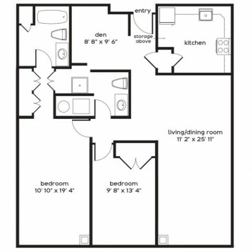 2 Bedroom Floor Plan | Apartments For Rent In Millbury MA