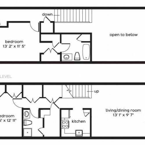 2 Bedroom Floor Plan | Millbury MA Apartments