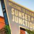 Close up view of sunset junction sign