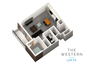 1 bedroom 1 bathroom floor plan at The Western