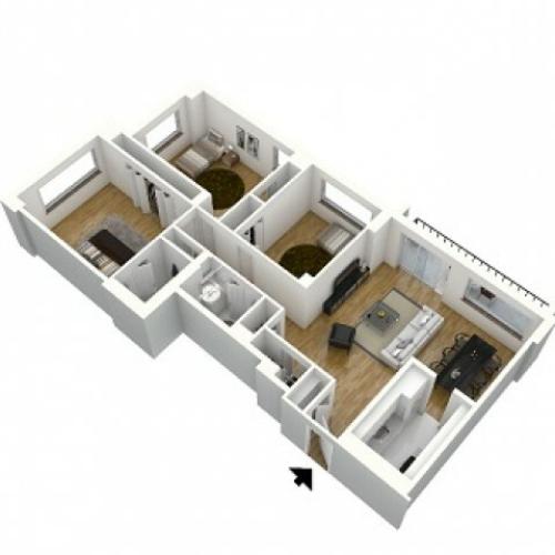 C2A - 3 Bedrooms 1250 sf