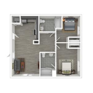 Staged Two Bedroom / Two Bath - 793 Square Feet