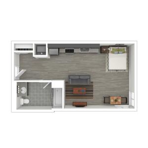Staged Studio Floor Plan 446 square feet