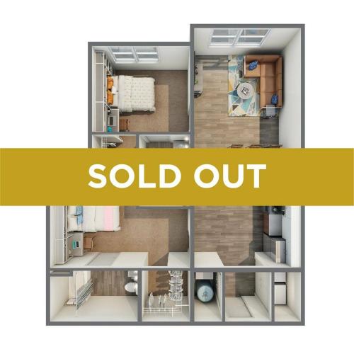 3D Floor Plan of 2x2A - Sold Out