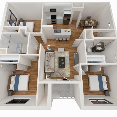 3 Bedroom Floor Plan - Avoca Apartments in Louisville, KY