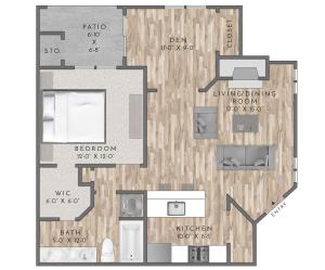 A5 1 bed with Den 830 sqft