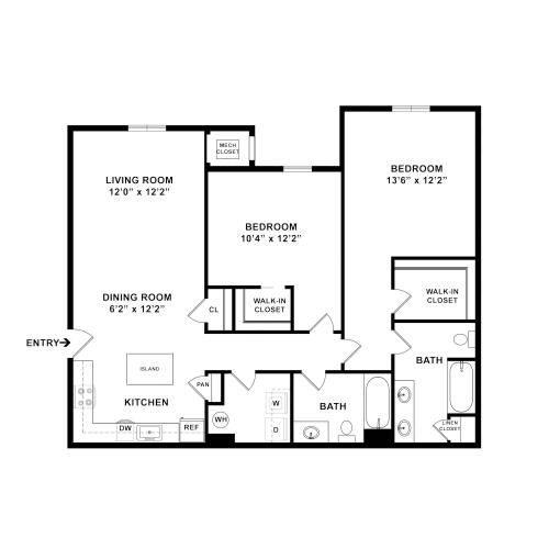 Cumberland 2 Bedroom Floorplan