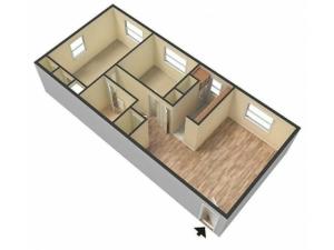 2 Bedroom, 1 Bathroom floor plan
