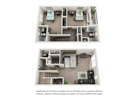 2 Bdrm Floor Plan | IU On Campus Apartments | Avenue on College